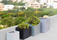Square Fiberglass Planters on New York Balcony garden.
