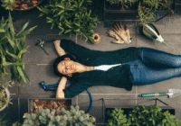 woman laying down in nursery