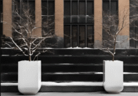 winter fiberglass planters