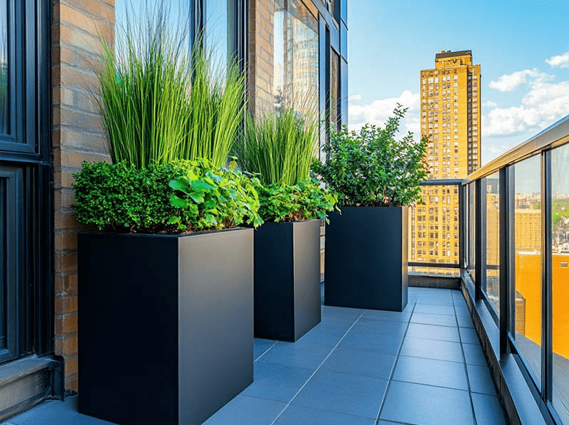 outdoor fiberglass planters