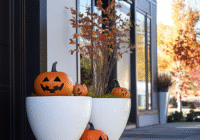 fall fiberglass planters