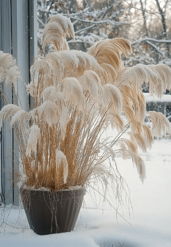 planter in the snow
