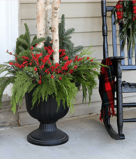 holiday planters for storefronts in NYC