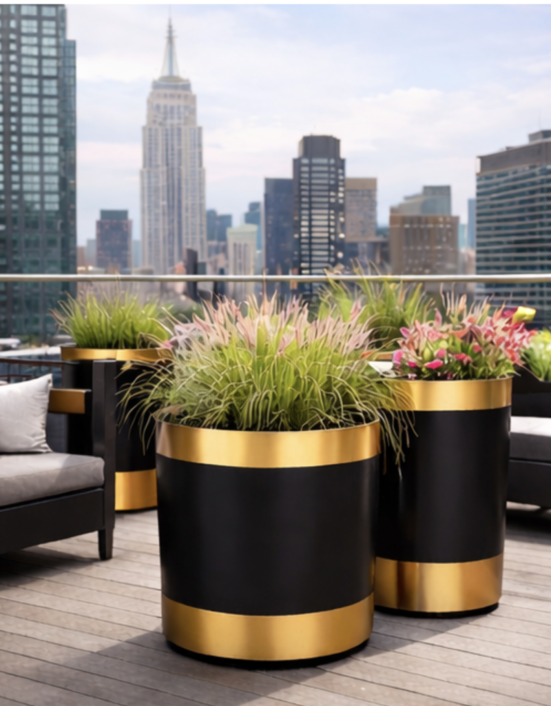 black and gold planters