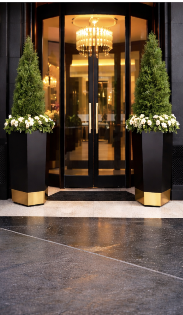 black and gold planters